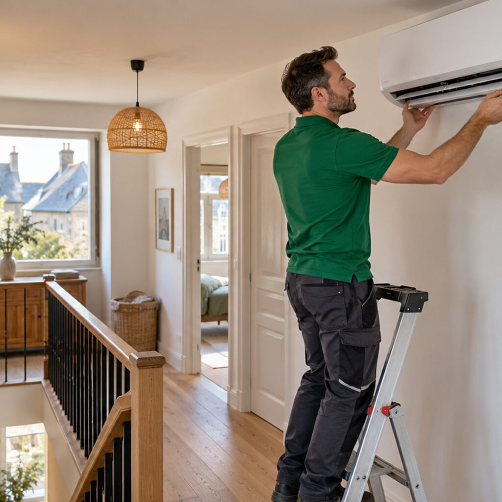 Installation de climatisation dans une maison en Bretagne